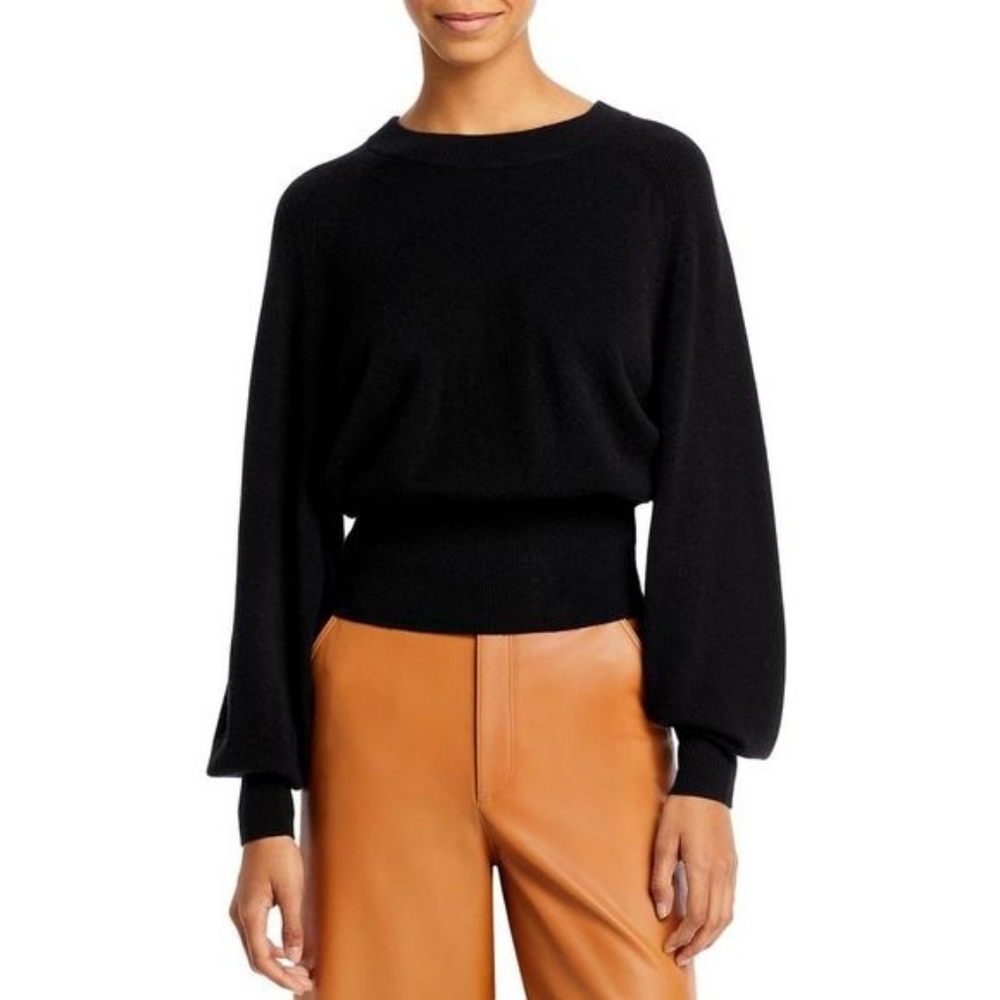 A.L.C. Women's Layla Black Wool/Cashmere Open Back Shirt Pullover Sweater Top Sm